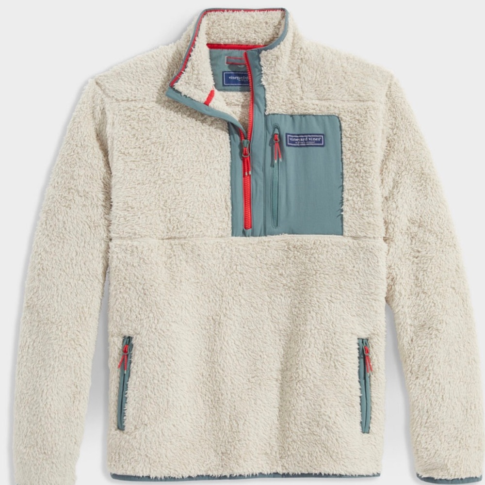 NWT Vineyard Vines Winter ‘22 Men’s M Sherpa Fleece SuperShep in Stone